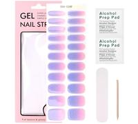 MOTIBACK 22Pcs No Lamp Glitter Gel Nail Stickers, Semi Cured Gel Nail Strips, Shimmer Nail Wraps with Wood Stick, File & Pads, DIY Nail Art