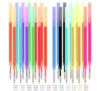 MOTIBACK 24 Pack Sparkle Erasable Pen Refills, 12 Assorted Glitter Colours, 0.7mm Friction Erasable Refills for Smooth Writing, Compatible with Most Erasable Pens