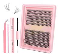 MOTIBACK 240pcs 20D Volume Cluster Lashes Kit, 8-16mm Fluffy DIY Eyelash Extensions with Glue & Tools, Medium Density Individual Lashes for Dramatic Eyes