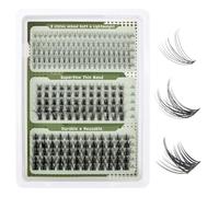 MOTIBACK 270Pcs Individual Lashes Kit, 9-16mm Eyelash Clusters, 10D DlY23 & Voluminous Mix, Black D Curl Vegan Fibre, Natural to Bold Lash Extension, No Tools Needed