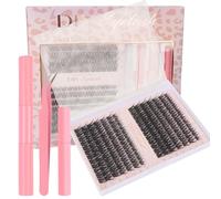 MOTIBACK 280Pcs Eyelash Extension Set, Natural Individual Cluster Fluffy Lashes Russian D Curl False Eyelashes Extender for DIY Christmas Festival Makeup (50D + 60D)