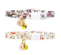 MOTIBACK 2Pcs Cat Collars with Bells, Daisy Kitten Collar, Quick Release Cat Collar with Bell for Kitten Cat (Purple, White)