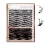 MOTIBACK 300pcs DIY Cluster Lashes, Voluminous Look Individual Eyelashes, 10-18mm Fluffy Lash Clusters, D Curl Black PBT Fibre for Dramatic Home Lash Extension