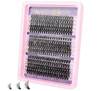 MOTIBACK 300Pcs Individual Eyelashes Kit, 10-18mm Cluster Lashes 30D 40D 50D Volume, Black Vegan PBT Fibre D Curl, DIY Lash Extension for Natural Wispy Look, No Tools Needed