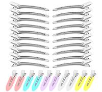 MOTIBACK 30Pcs No Crease Hair Clips, Metal Duckbill Hair Clips with Holes for Women Girls, 3.5 Inch Silver Sectioning Pin Curl Clips for Salon Home, Makeup Bangs Waves DIY Bows