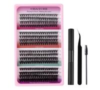 MOTIBACK 320Pcs Eyelash Extension Set, 10-16mm False Eyelashes with Bond Brush Tweezers, Russian Cluster Lashes for DIY Christmas Halloween Carnival Festival Eye Makeup (30D-60D)