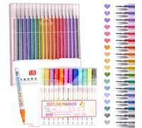 MOTIBACK 36 Pack Glitter Gel Pens Set, 24 Sparkle Gel Pens 12 Glitter Outline Pens in Canvas Bag, 1.0mm Fine Tip Glitter Gel Pen for Coloring Books Journaling Drawing Crafts Scrapbook