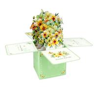 MOTIBACK 3D Floral Greeting Card,Pop up Flower Cards for Birthday, Mother's Day, Thanksgiving Day, Anniversary,Congratulations Decorations and Get Well Gifts for Men Women(Yellow)