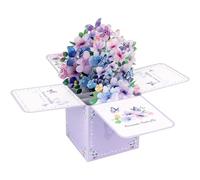 MOTIBACK 3D Floral Pop-Up Greeting Card - Handcrafted Flower Bouquet Card for Birthday, Mother's Day, Anniversary & Get Well Gifts (Purple Design)