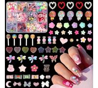 MOTIBACK 3D Nail Charms,1200 Pcs Flower Bow Lollipop Butterfly Assorted Shapes for Nail Art Decoration, Jewelry Accessories, DIY Crafts, Rhinestones Gems