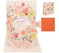 MOTIBACK 3D Pop Up Greeting Card -3D Pop Up Floral Paper Sculpture Card with Envelope, Personalised Birthday Cards for Women Anniversary Birthday (14.6x14.6cm)