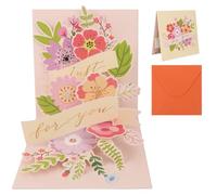 MOTIBACK 3D Pop Up Greeting Card -3D Pop Up Floral Paper Sculpture Card with Envelope, Personalised Birthday Cards for Women Anniversary Birthday (14.6x14.6cm)