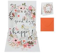 MOTIBACK 3D Pop Up Greeting Card -3D Pop Up Floral Paper Sculpture Card with Envelope, Personalised Birthday Cards for Women Anniversary Birthday (14.6x14.6cm)