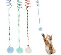 MOTIBACK 3Pcs Kitten Spring Cat Toy Cat Teasing Stick with Bell Bouncy Ball, Hanging Fluffy Cat Catnip Ball Toys Interactive Cat Teaser Retractable Toys Indoor Kitten Play Chase Exercise