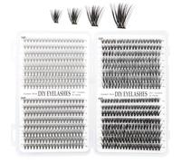 MOTIBACK 4 Style Lash Extension Kit 640Pcs 10D+20D+30D+40D Lengths (10-16mm), DIY Individual Eyelashes Clusters Kit Includes Natural Lash Clusters D Curl