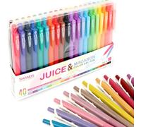 MOTIBACK 40 Pack Colored Gel Pens, 20 Juice and 20 Macaron Colors, Fine 0.5 mm Tip, Retractable Click Gel Pen, Art Supplies for Journaling, Drawing, Doodling, and Notetaking