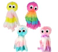 MOTIBACK 4Pcs Cat Toys Octopus Plush Toy, Colourful Cat Toys for Interactive Play, Soft Cute Toy Plush Octopus for Cats Kittens Chew Kick (Yellow Pink Blue Rainbow)
