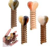 MOTIBACK 4PCS Spiral Hair Ties Set - Heart Design Telephone Wire Hair Bands, No Damage Elastic Coil Scrunchies for Women & Girls, Ponytail Holders for Wedding Birthday Party Daily Hair Accessories