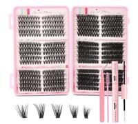 MOTIBACK 530 Clusters DIY Lash Kit in Pink Box with Tools, 30D-100D Mixed, 8-16mm Individual Eyelashes, Complete Lash Extension Set for Natural to Glamorous Looks