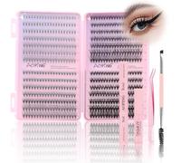 MOTIBACK 560Pcs Eyelash Extension Set, False Eyelashes 30D-50D Curl Individual Set, 8-16mm Cluster Fluffy Lashes Extender DIY Kit with Double Brush, Tweezers, Seal and Bond