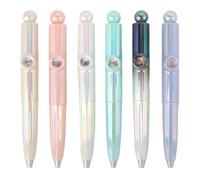 MOTIBACK 6 pcs Fun Push-Button Practice Pen, 0.5mm Black Quick-Drying Ballpoint Pen with Changing Animal Patterns, Student Exam Office Stationery