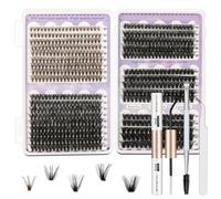 MOTIBACK 630pcs Pro Volume DIY Lash Kit, 40D-100D Fluffy Cluster Lashes, 10-18mm Individual Eyelashes with Glue & Tools, Dramatic Russian Volume Home Lash Extension Set