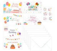MOTIBACK 6PCS Birthday Cards with Envelopes - Elegant DIY Multicolor Balloon Design Greeting Card, Recycled Paper Handmade Cards for Women, Mom, Daughter & Sister (Assorted Designs)