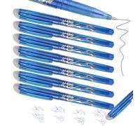 MOTIBACK 7PCS Blue Erasable Gel Pens with Rubber Erasers - Smooth Writing Gel Pens for School, Office & Home, Perfect Erasable Pens for Kids & Adults, Easy Corrections, Ideal School Supplies 0.5mm