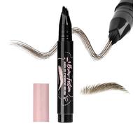 MOTIBACK 8D Microblading Eyebrow Pen - Black, Ultra Fine 0.5mm Multi-Tip Hair Stroke Brow Pencil | Waterproof & Smudge Proof, Natural Looking Long Lasting Brow Effect (Brown)