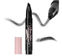 MOTIBACK 8D Microblading Eyebrow Pen - Black, Ultra Fine 0.5mm Multi-Tip Hair Stroke Brow Pencil | Waterproof & Smudge Proof, Natural Looking Long Lasting Brow Effect (Black)