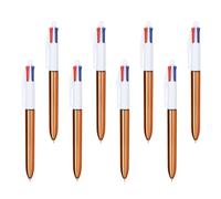 MOTIBACK 8PCS 4-in-1 Multi Coloured Pens - 0.5mm Fine Point Retractable Ballpoint Pens, 4 Colour All in One Pens Smooth Writing Aesthetic for School Office Supplies (Bright Orange Colors)