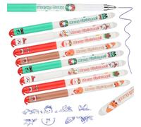 MOTIBACK 8PCS Christmas Pens Multicolor Erasable Pen - 0.5mm Fine Tip Blue Ink Pen - Festive Fun & Functional Gel Pens with Eraser for School, Office & Art