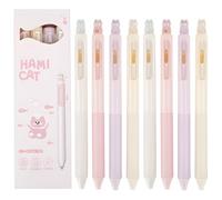 MOTIBACK 8PCS Cute Cat Ballpoint Pens - 1.0mm Fine Point Retractable Kawaii Pens, 4 Color Smooth Writing Aesthetic Pens for Journaling, Note Taking & Planner Decor (Cat Lover Gifts)
