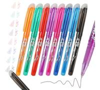 MOTIBACK 8PCS Erasable Gel Pens - 0.5mm Friction Pens with Built-in Erasers, 8 Colors Eraser Pen for School Work Office Notes Planners