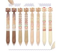 MOTIBACK 8PCS Pudding Bear Themed Erasable Pen - 0.5mm Fine Tip Blue Ink Pens - Cute Animal Fun & Functional Gel Pens with Eraser Nib for School, Office & Art