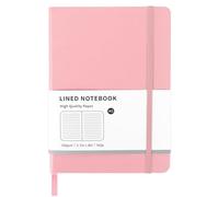 MOTIBACK A5 Notebook with Lined Pages, Macaron Color Options, Elastic Closure Band, Medium Hardback Journal for Work and Study (Black/Grey/Pink)