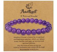 MOTIBACK Amethyst Crystal Bracelet - Natural Gemstone Beaded, Healing Jewellery for Anxiety Relief & Positive Energy, Stretch Bracelet for Women & Men