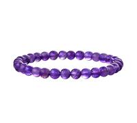 MOTIBACK Amethyst Crystal Bracelet, Purple Beaded Bracelet for Anxiety Relief and Luck with Cards, Natural Gemstone Beaded Jewelry for Women and Men, Anniversary Couples Dating Gift