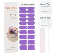 MOTIBACK Aurora Semi Cured Gel Nail Strips - 20pcs, Works with UV/LED Nail Lamp, Long Lasting, Easy to Apply & Remove, Salon-Quality Nail Stickers for Women (Purple)