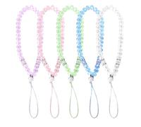 MOTIBACK Beaded Phone Bracelet Strap, 5-Color Crystal Phone Charm Strap Anti-Lost Wristlet Bracelet Cute Keychain Strap for Phones Mobile Case Purse Camera