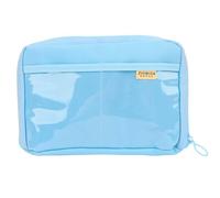 MOTIBACK Blue Large Capacity Stationery Pencil Case, 12-Layer Transparent Kawaii Cute Aesthetic Canvas Pen Pouch Bag for Teen