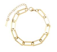 MOTIBACK Bold Cross Link Bracelet, 17cm+5cm Adjustable Titanium Steel Gold Color Bracelets for Womens Ladies Fashion Jewelry Gifts