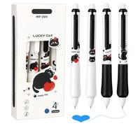 MOTIBACK Cat Erasable Pens, Pack of 4 Cat Erasable Ballpoint Pens, 0.5 mm Blue Ink Ballpoint Pens, Stationery, Suitable for Schools and Offices