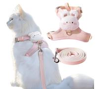 MOTIBACK Cat Harness and Lead Set, Adjustable Kitten Harness with Leash, Escape Proof Soft Rabbit Harness for Small Medium Pet Cat Walking Travel (Pink, S)