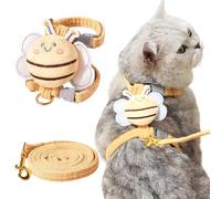 MOTIBACK Cat Harness and Lead Set, Escape Proof Adjustable Soft Kitten Vest Harness with Leash, Cute Bee Design for Small Medium Cats Dogs Pets Walking Travel (Yellow, M)