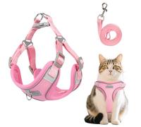 MOTIBACK Cat Harness and Leash Set, Escape Proof Soft Mesh Vest with Reflective Strips for Cat Walking, Traveling and Outdoor Activities (S)