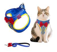 MOTIBACK Cat & Small Dog Harness and Leash Set - Escape-Proof Adjustable Vest Harness with Reflective Strips, Breathable Mesh for Kittens, Puppies & Bunnies (Blue, XS)