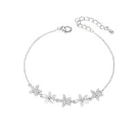 MOTIBACK Cat's Eye Daisy Bracelet - Adjustable Silver Plated Flower Bracelet for Women Daily Wear, Elegant Jewelry Gift for Friends & Family to Express Blessings