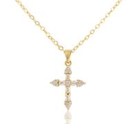 MOTIBACK Dainty Gold Cross Necklace for Women, Delicate Gold Plated Cross Pendant | Non Tarnish Long Gold Chain, Elegant Religious Jewelry Gift for Her