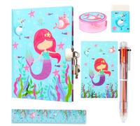 MOTIBACK Deluxe 6-Item Writing Set for Girls, Locking Hardcover Journal with Multi-Colour Pen, Accessories & Notebook Gift Collection